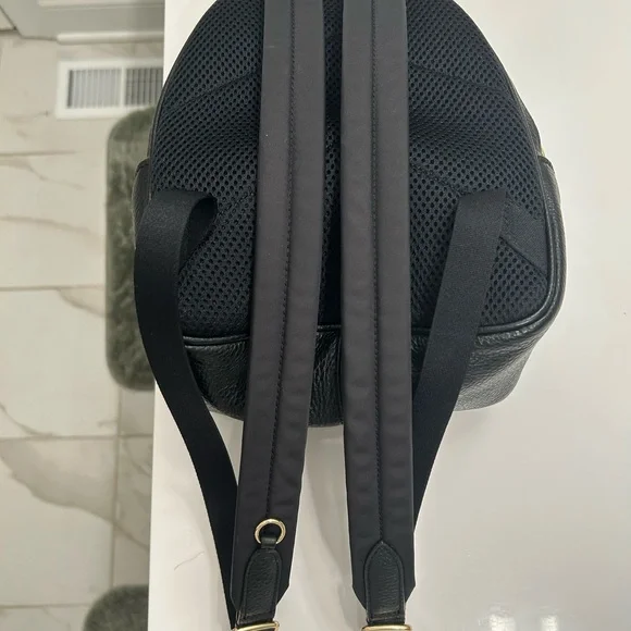 Coach Black Pebbled Leather Mini Backpack with Gold Zippers - Picture 9 of 10